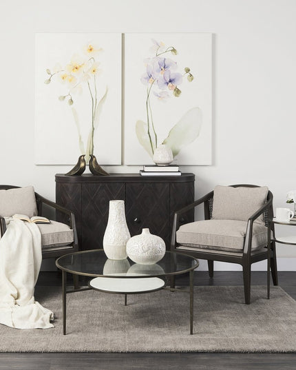 23" Bronze And Clear Glass And Metal Round End Table With Shelf