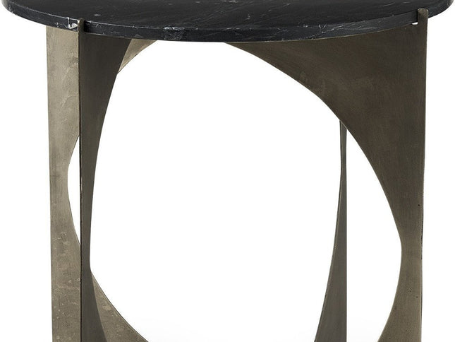 20" Black Marble Round End Table