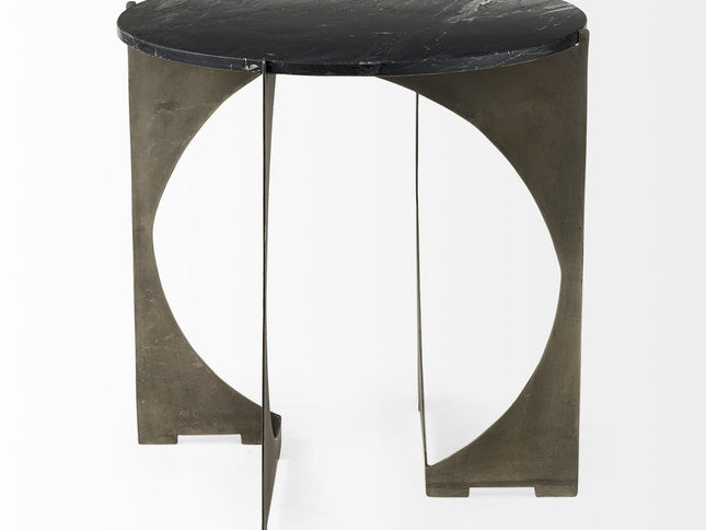 20" Black Marble Round End Table