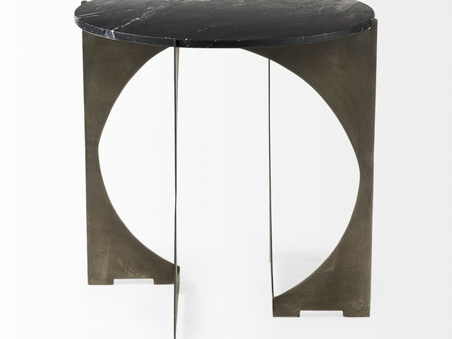 20" Black Marble Round End Table