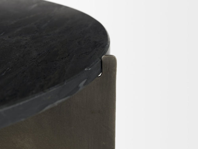 20" Black Marble Round End Table