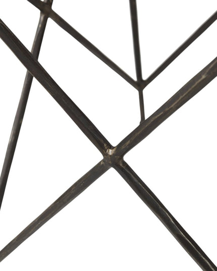 Set of Two White and Black Marble and Metal Square Nested Tables