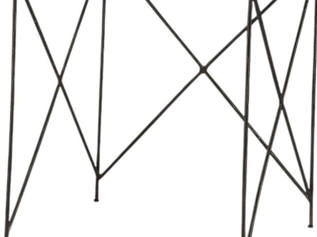 Set of Two White and Black Marble and Metal Square Nested Tables