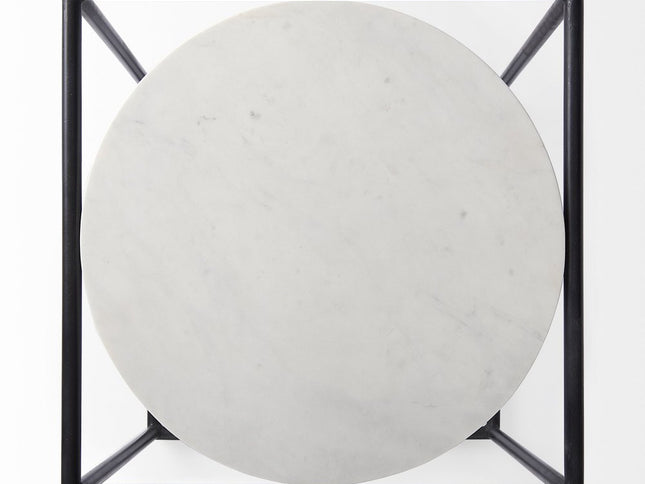 22" Black Marble Round End Table