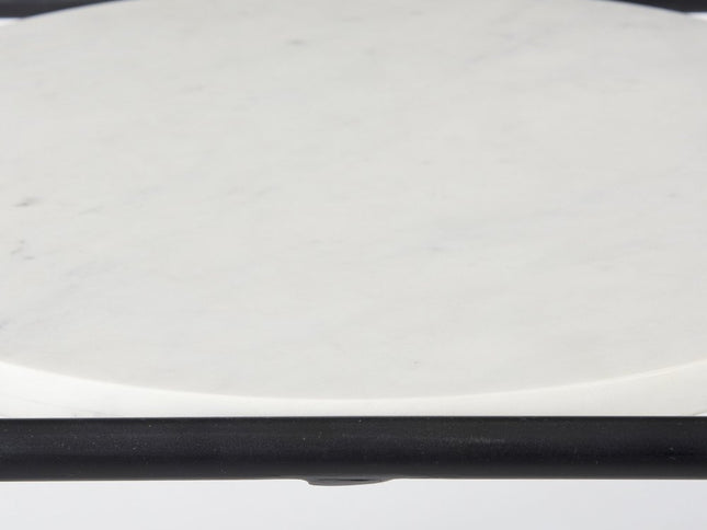 22" Black Marble Round End Table