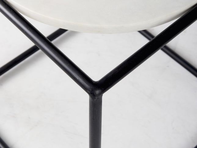 22" Black Marble Round End Table
