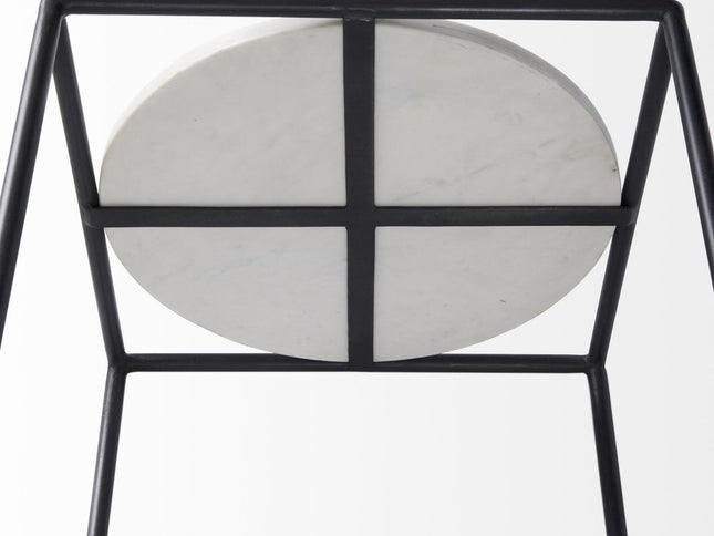 22" Black Marble Round End Table