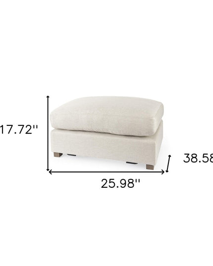 26" Beige Fabric and Brown Cocktail Ottoman