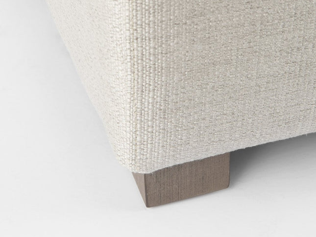 26" Beige Fabric and Brown Cocktail Ottoman