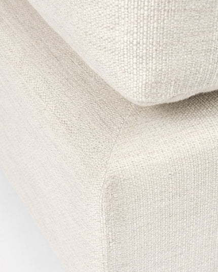 39" Beige Fabric and Brown Cocktail Ottoman