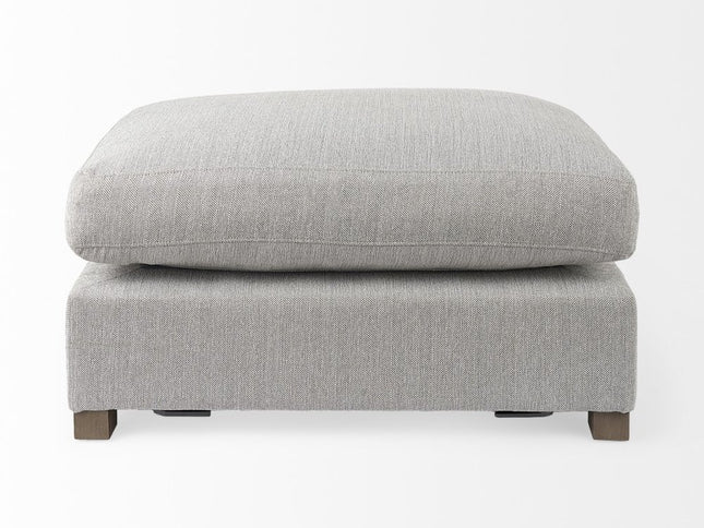 26" Light Gray Fabric and Brown Cocktail Ottoman