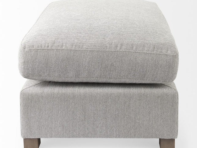 26" Light Gray Fabric and Brown Cocktail Ottoman