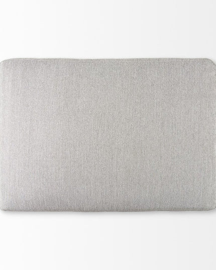 26" Light Gray Fabric and Brown Cocktail Ottoman