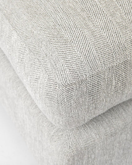 26" Light Gray Fabric and Brown Cocktail Ottoman