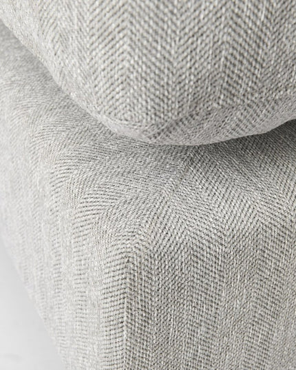 26" Light Gray Fabric and Brown Cocktail Ottoman