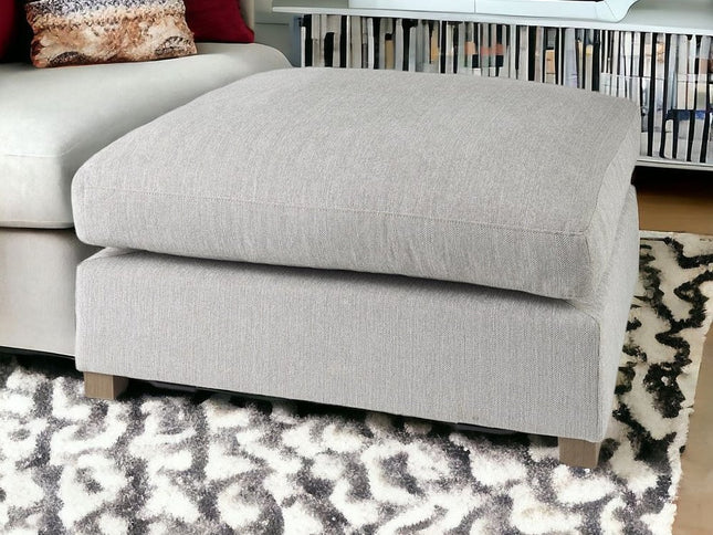 39" Light Gray Fabric and Brown Cocktail Ottoman