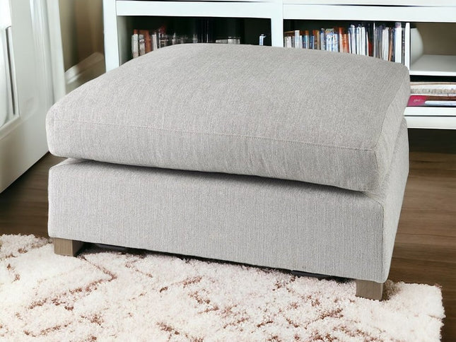 39" Light Gray Fabric and Brown Cocktail Ottoman