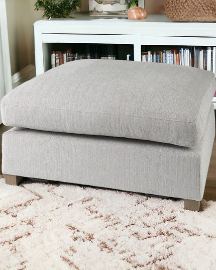 39" Light Gray Fabric and Brown Cocktail Ottoman