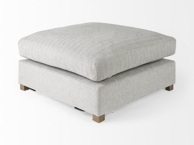 39" Light Gray Fabric and Brown Cocktail Ottoman