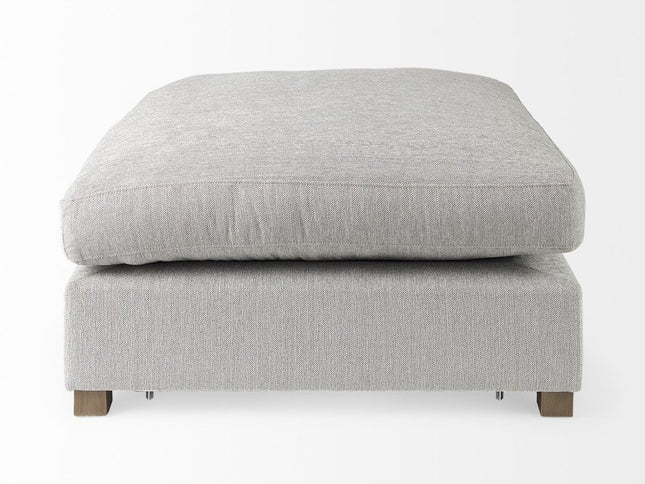 39" Light Gray Fabric and Brown Cocktail Ottoman