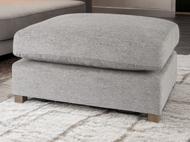 26" Gray Fabric and Brown Cocktail Ottoman