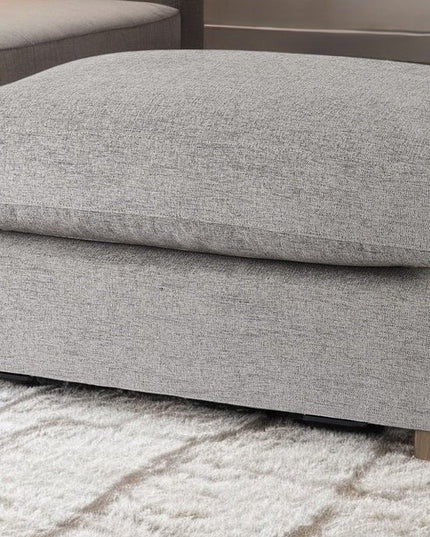 26" Gray Fabric and Brown Cocktail Ottoman