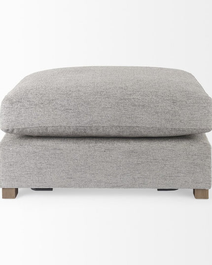 26" Gray Fabric and Brown Cocktail Ottoman