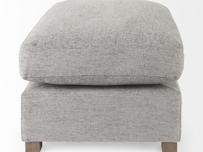 26" Gray Fabric and Brown Cocktail Ottoman