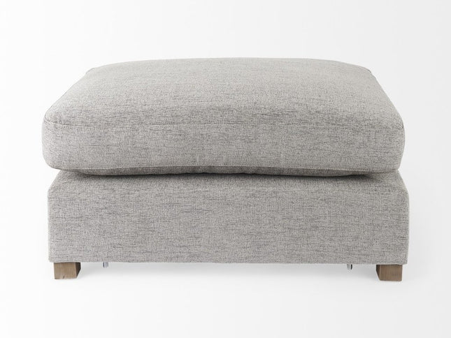 26" Gray Fabric and Brown Cocktail Ottoman