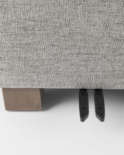 26" Gray Fabric and Brown Cocktail Ottoman