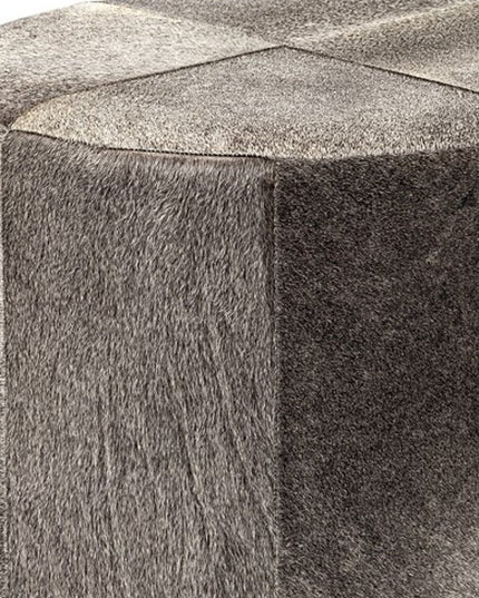 20" Gray Wool And Brown Footstool Ottoman