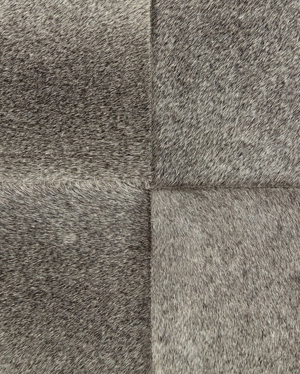 20" Gray Wool And Brown Footstool Ottoman