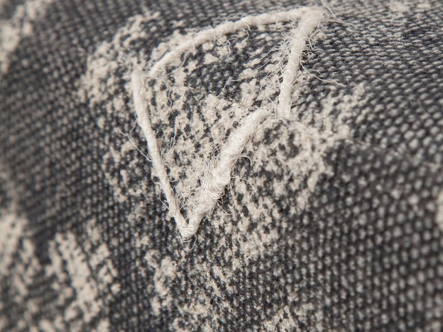 19" Gray Cotton and Brown Cube Ottoman