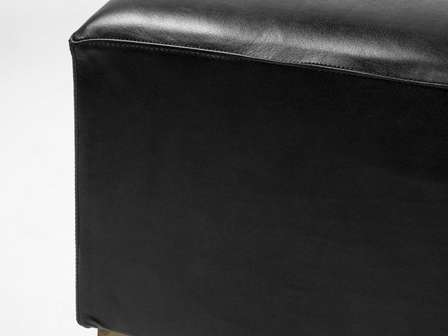 36" Black Faux Leather and Brown Footstool