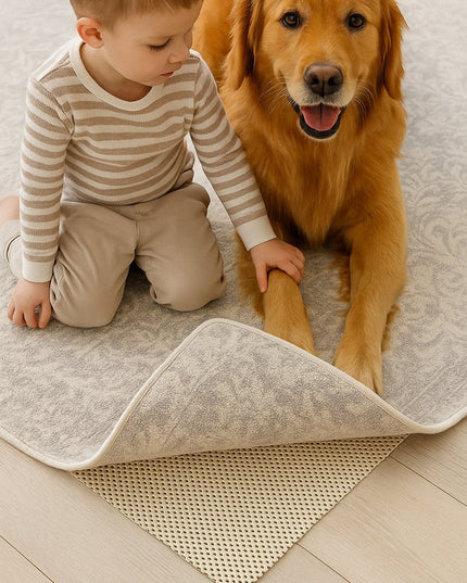 2' x 4' Ivory Striped Weave Non Slip Rug Pad