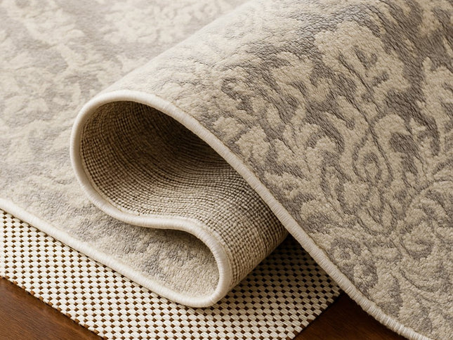 6' x 9' Ivory Striped Weave Non Slip Rug Pad