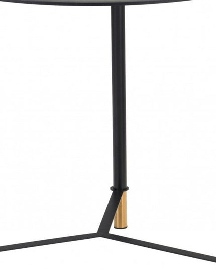 Set of Two White and Black Faux Marble And Glass And Steel Round Bunching Coffee Tables