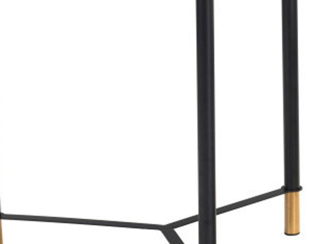 Set of Two White and Black Faux Marble And Glass And Steel Round Bunching Coffee Tables