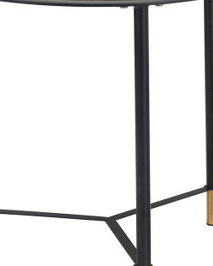 Set of Two White and Black Faux Marble And Glass And Steel Round Bunching Coffee Tables