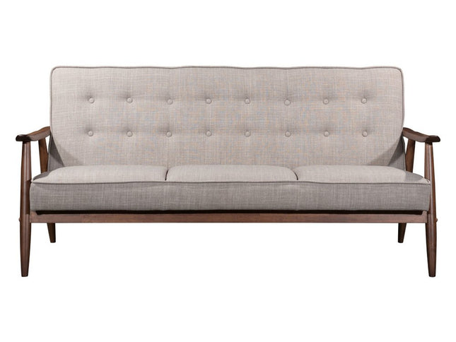 69" Beige Polyester Sofa With Brown Legs