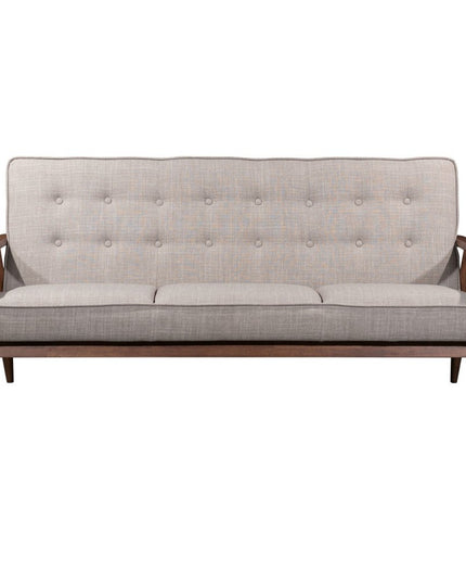 69" Beige Polyester Sofa With Brown Legs
