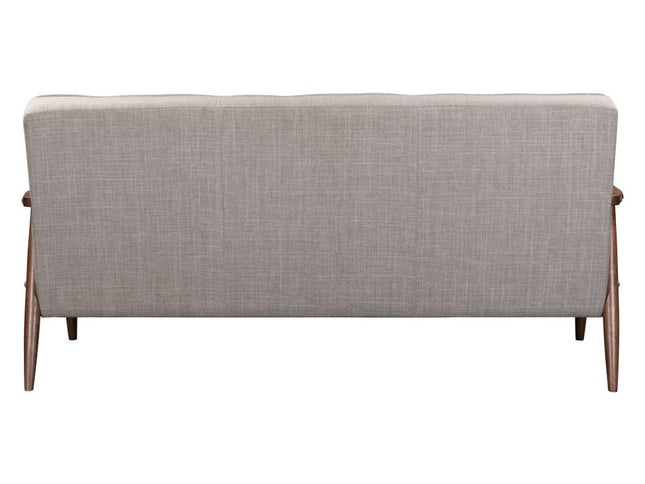 69" Beige Polyester Sofa With Brown Legs