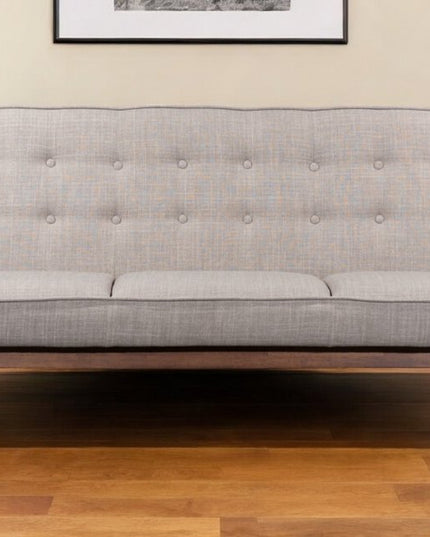 69" Beige Polyester Sofa With Brown Legs