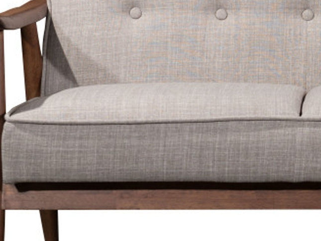 69" Beige Polyester Sofa With Brown Legs