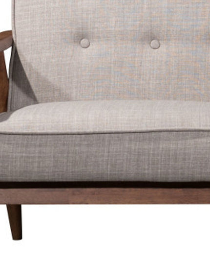 69" Beige Polyester Sofa With Brown Legs