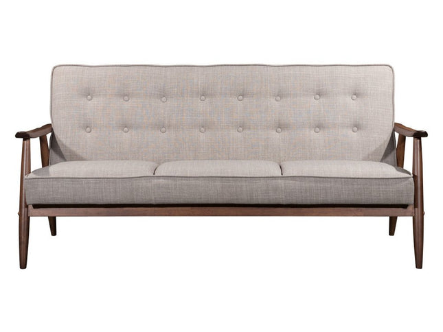 69" Beige Polyester Sofa With Brown Legs