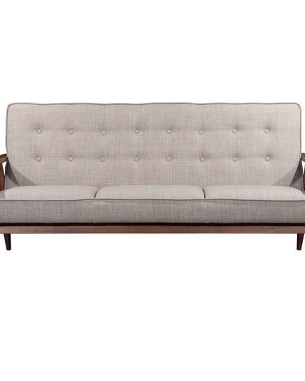 69" Beige Polyester Sofa With Brown Legs
