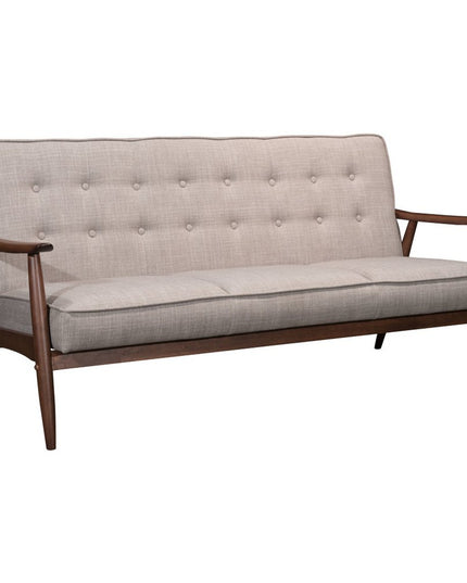69" Beige Polyester Sofa With Brown Legs