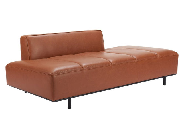 79" Brown Faux Leather Sofa With Black Legs
