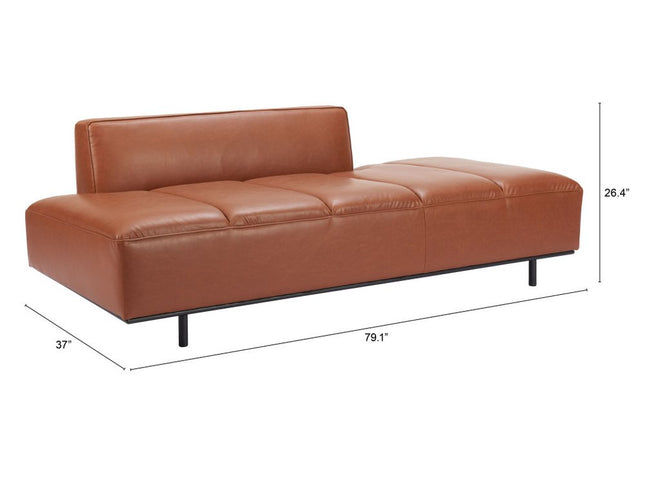 79" Brown Faux Leather Sofa With Black Legs